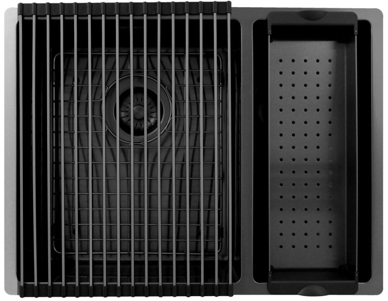 Pure.Sink Exclusivo Gun Metal 1,5 półtorakomorowy zlewozmywak 34+18 cm promień 10mm PEX341840-61