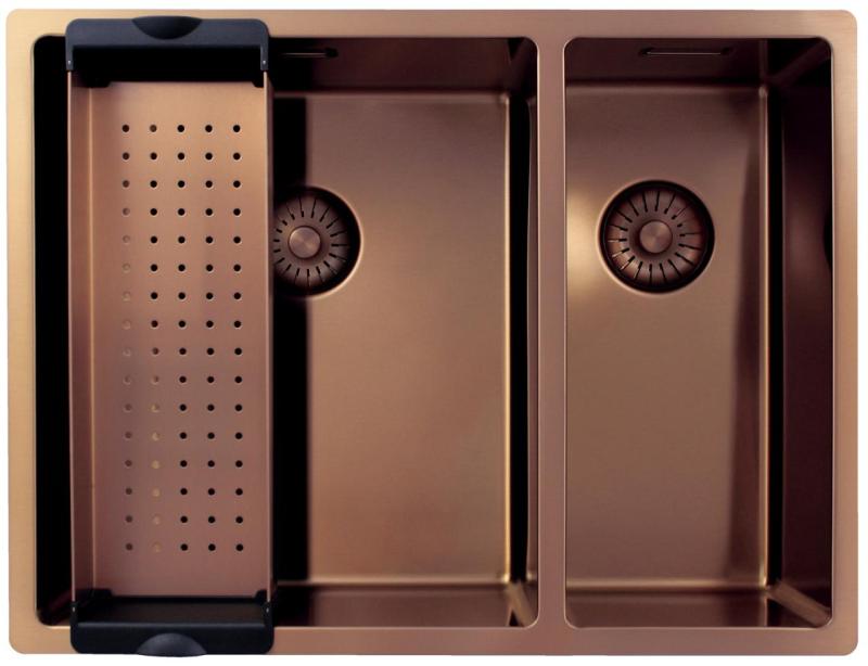 Pure.Sink Exclusivo Miedziany zlew 1,5 półtora 34+18 cm promień 10mm PEX341840-62