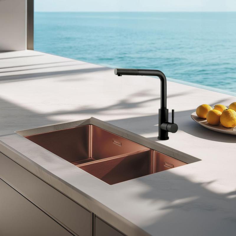 Pure.Sink Exclusivo Miedziany zlew 1,5 półtora 34+18 cm promień 10mm PEX341840-62