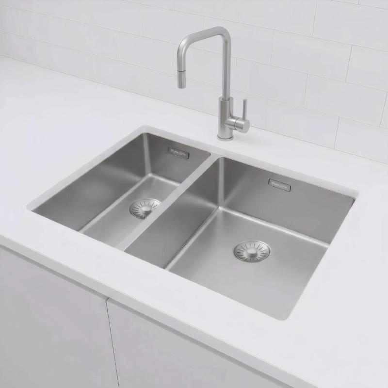 Pure.Sink Exclusivo RVS 1,5 półtora zlewozmywaka 18+34 cm 10mm promień PEX183440-02