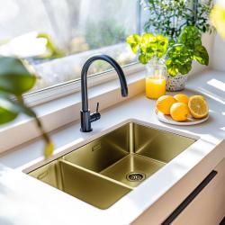 Pure.Sink Exclusivo Złoty 1,5 półtorakoma zlew 18+34 cm promień 10mm PEX183440-60