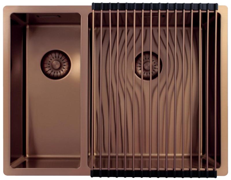 Pure.Sink Exclusivo Miedziany 1,5 półtorakomorowy zlew 18+34cm promień 10mm PEX183440-62