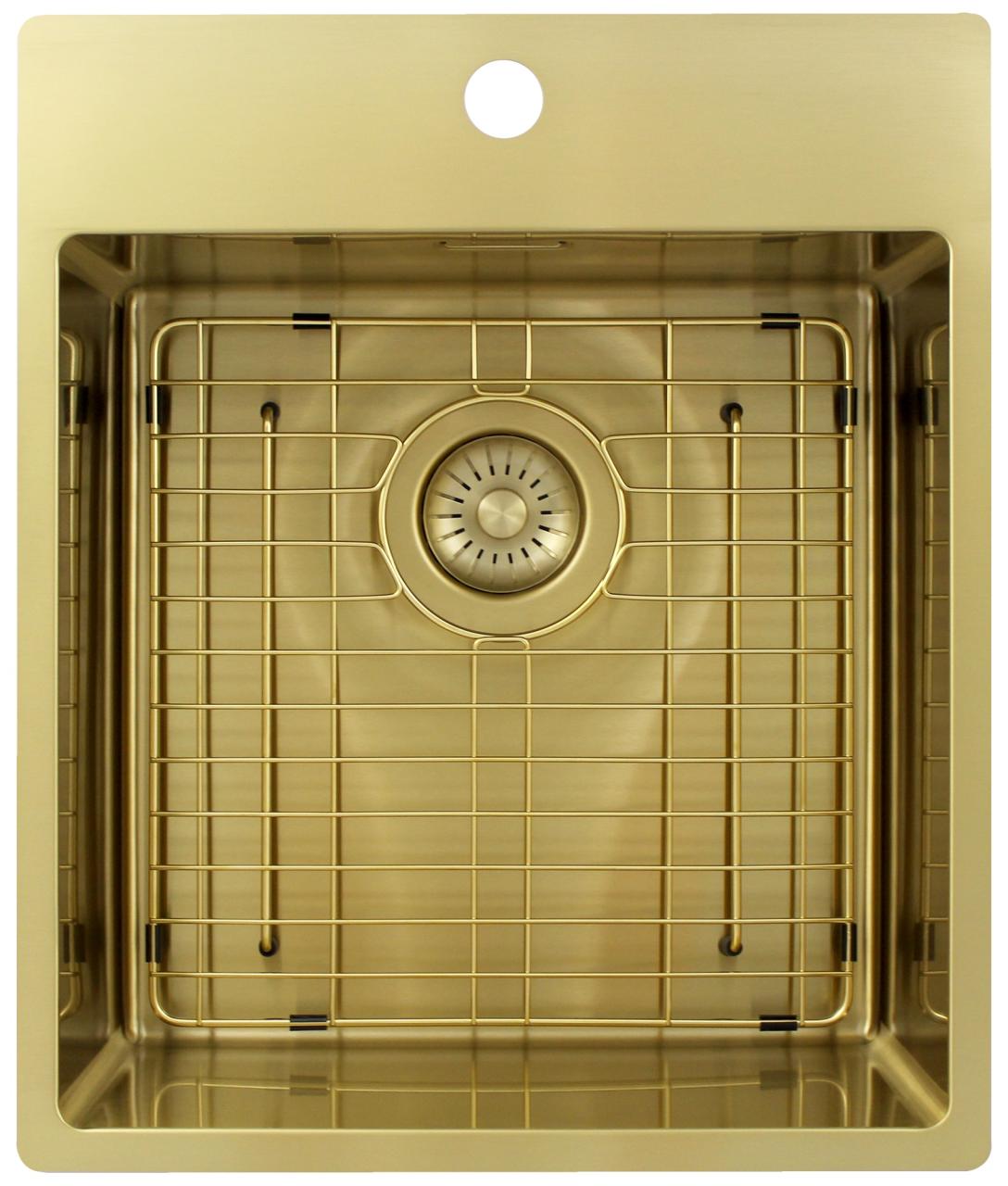 Pure.Sink Exclusivo Złoty zlew 44x52 cm Tapwing z otworem na baterię o promieniu 10mm PEX4040T-60