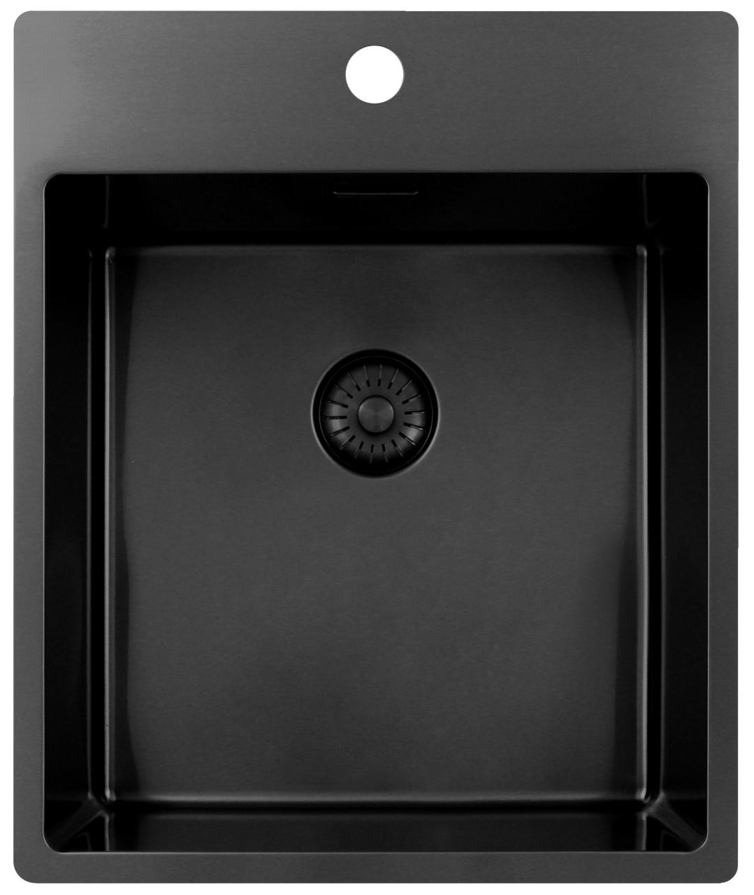Pure.Sink Exclusivo Gun Metal zlew 44x52 cm Tapwing z otworem na baterię o promieniu 10mm PEX4040T-61
