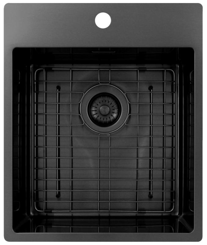 Pure.Sink Exclusivo Gun Metal zlew 44x52 cm Tapwing z otworem na baterię o promieniu 10mm PEX4040T-61