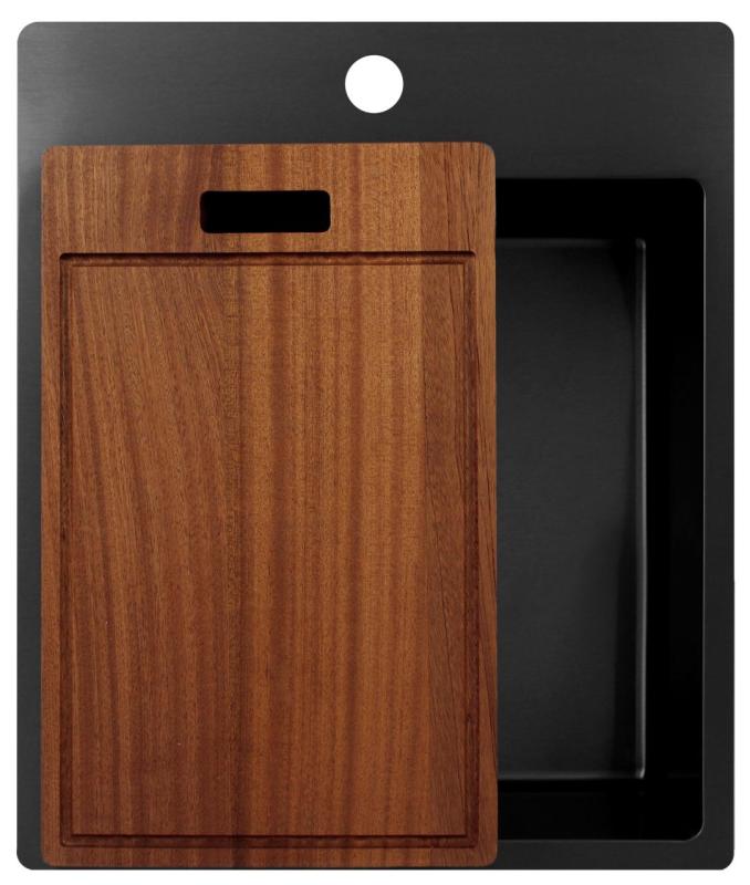 Pure.Sink Exclusivo Gun Metal zlew 44x52 cm Tapwing z otworem na baterię o promieniu 10mm PEX4040T-61