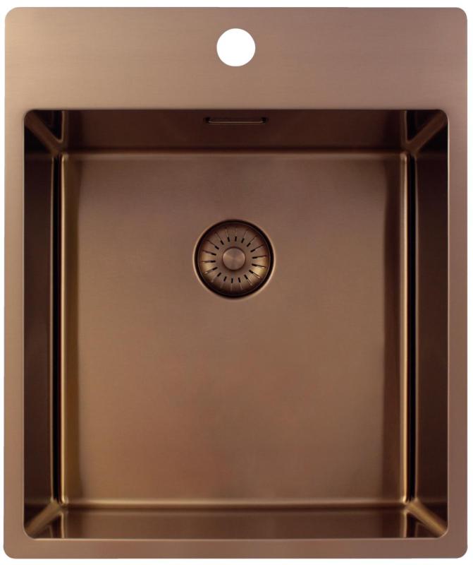 Pure.Sink Exclusivo Miedziany zlew 44x52 cm Tapwing z otworem na baterię o promieniu 10mm PEX4040T-62