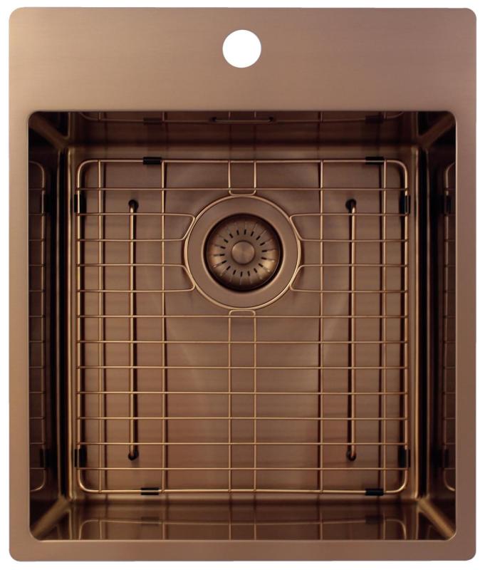 Pure.Sink Exclusivo Miedziany zlew 44x52 cm Tapwing z otworem na baterię o promieniu 10mm PEX4040T-62