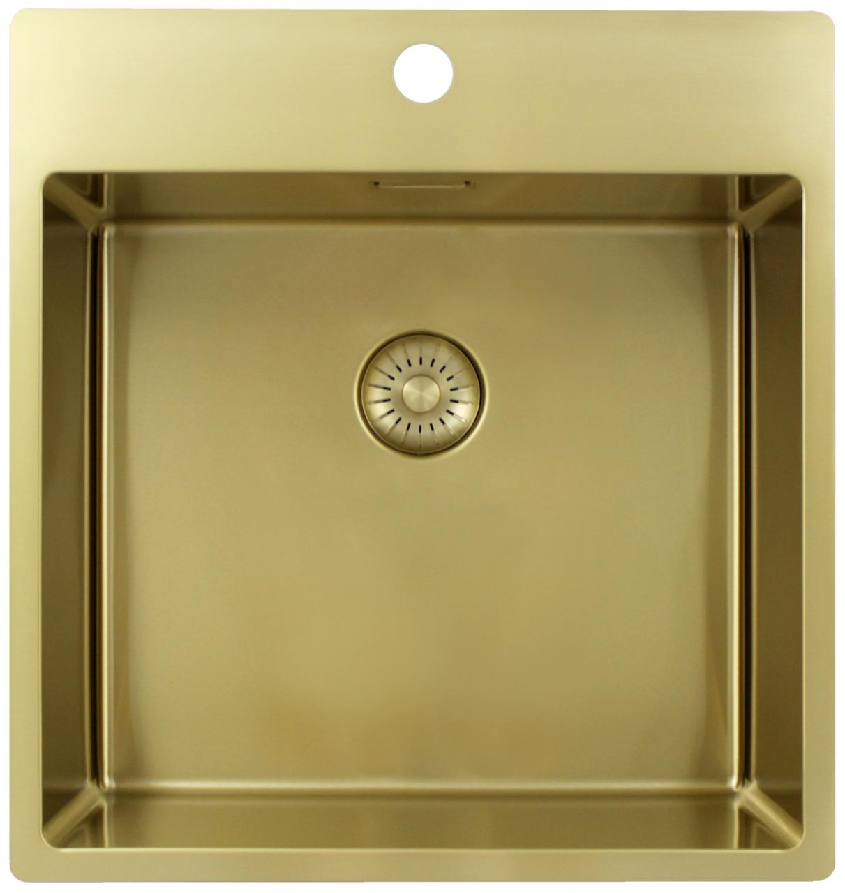 Pure.Sink Exclusivo Złoty zlew 49x52 cm Tapwing z otworem na baterię o promieniu 10mm PEX4540T-60