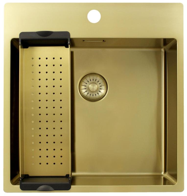 Pure.Sink Exclusivo Złoty zlew 49x52 cm Tapwing z otworem na baterię o promieniu 10mm PEX4540T-60