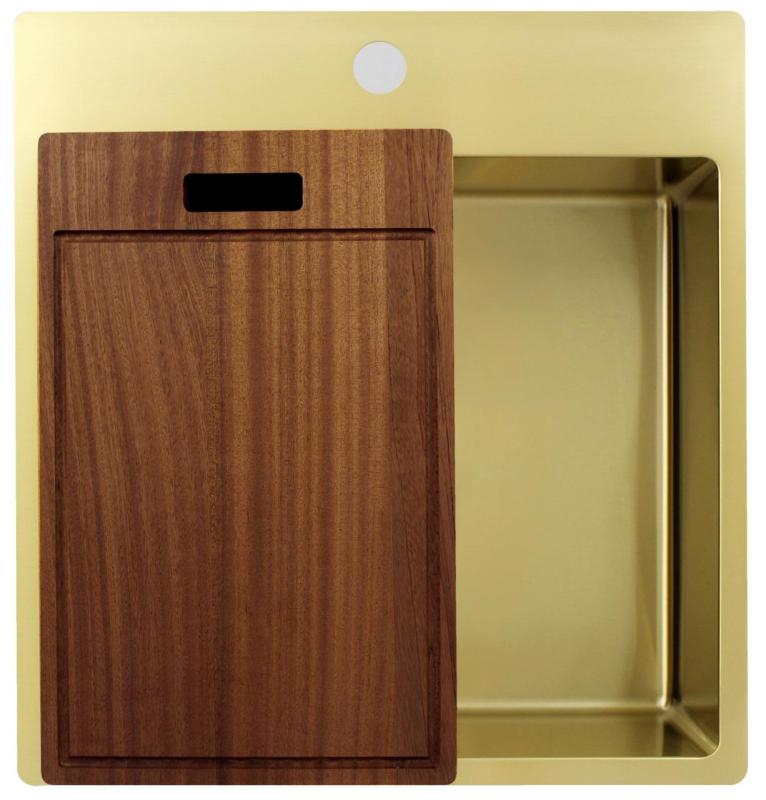 Pure.Sink Exclusivo Złoty zlew 49x52 cm Tapwing z otworem na baterię o promieniu 10mm PEX4540T-60