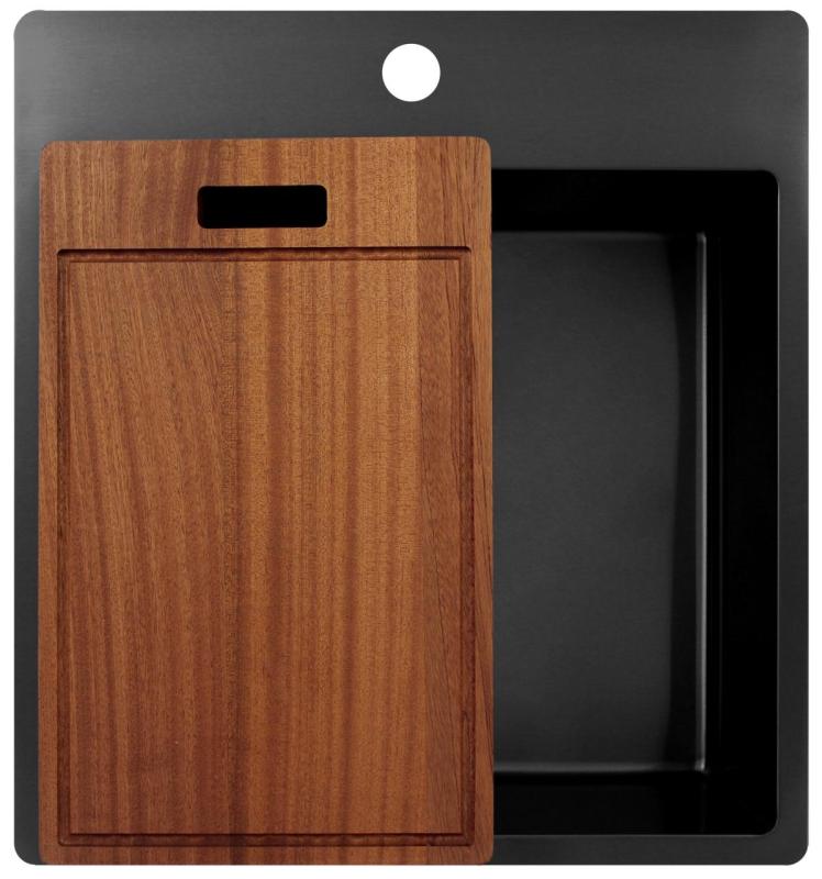 Pure.Sink Exclusivo Gun Metal zlew 49x52 cm Tapwing z otworem na baterię o promieniu 10mm PEX4540T-61