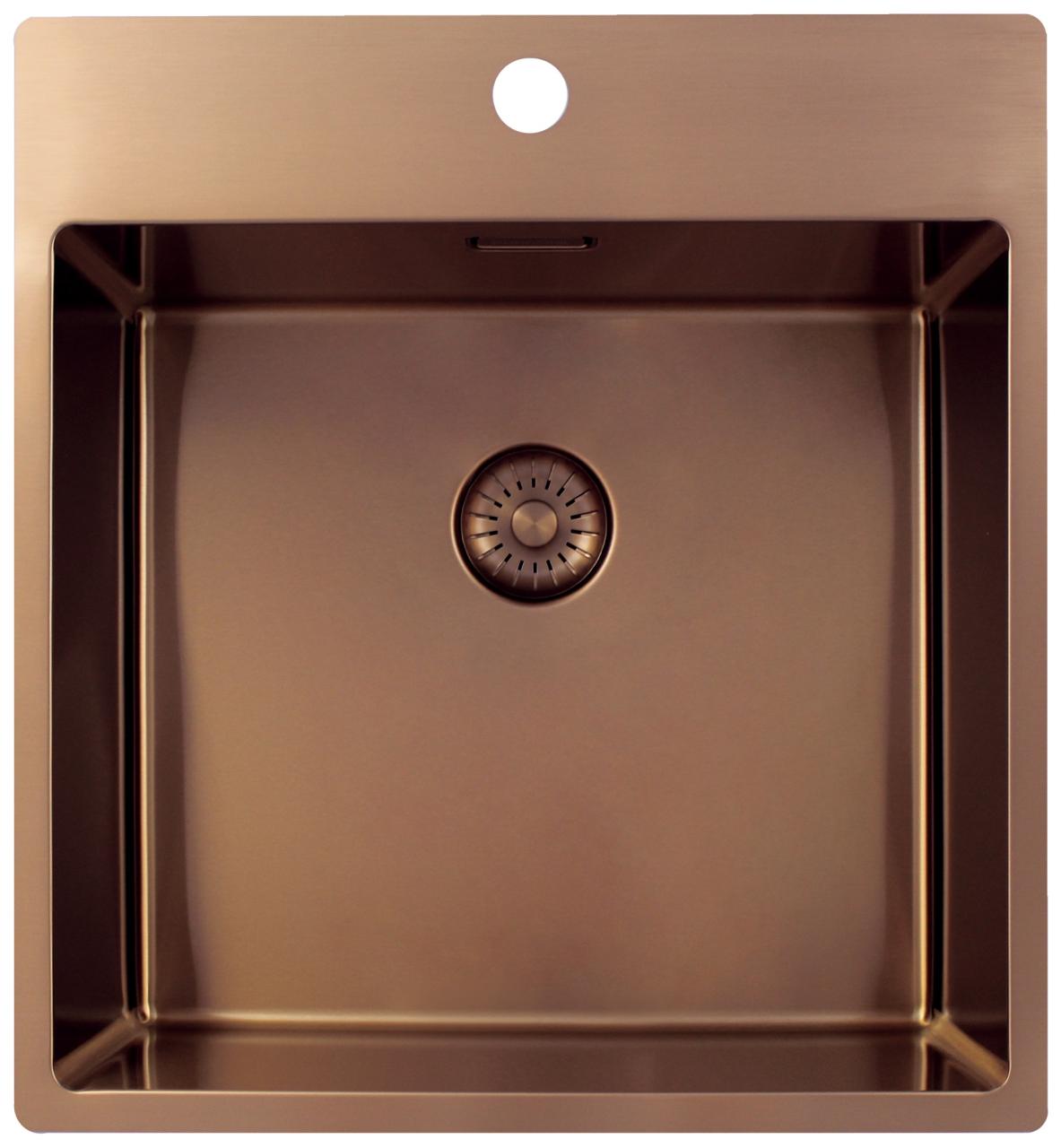 Pure.Sink Exclusivo Miedziany zlewozmywak 49x52 cm Tapwing z otworem na baterię o promieniu 10mm PEX4540T-62