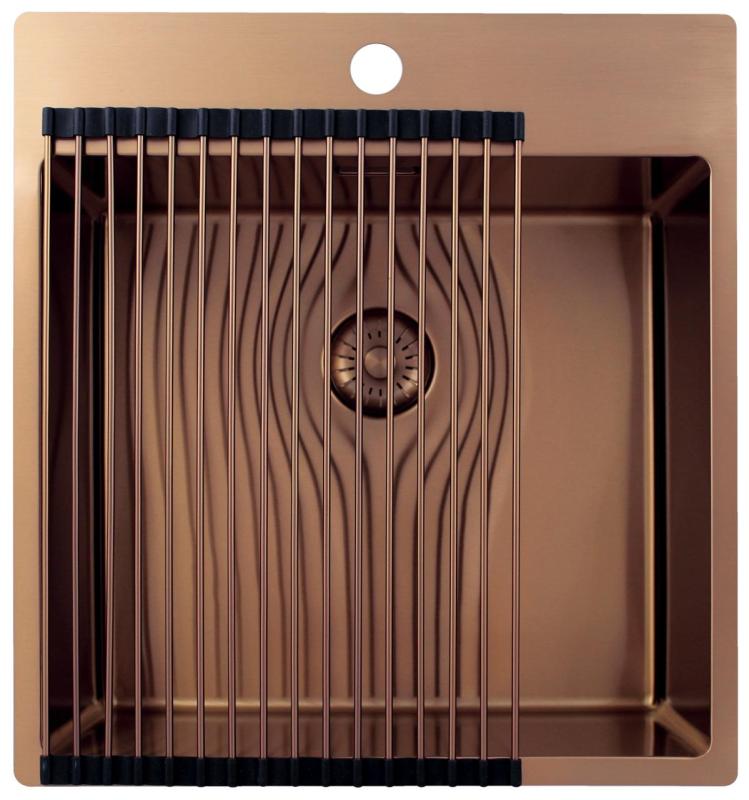 Pure.Sink Exclusivo Miedziany zlewozmywak 49x52 cm Tapwing z otworem na baterię o promieniu 10mm PEX4540T-62