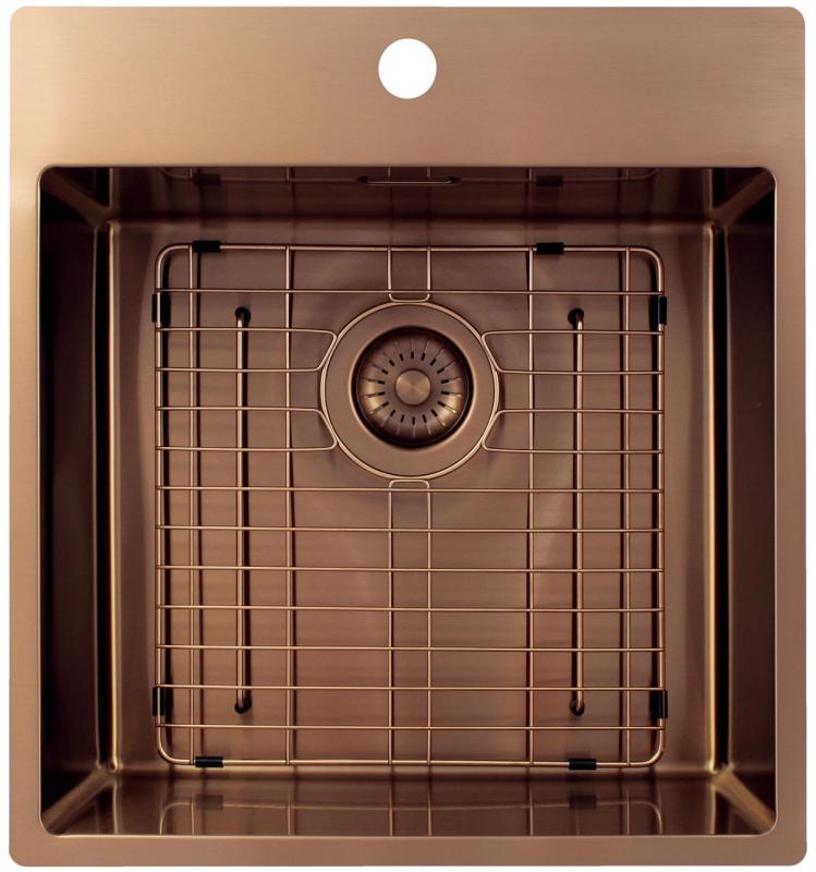 Pure.Sink Exclusivo Miedziany zlewozmywak 49x52 cm Tapwing z otworem na baterię o promieniu 10mm PEX4540T-62