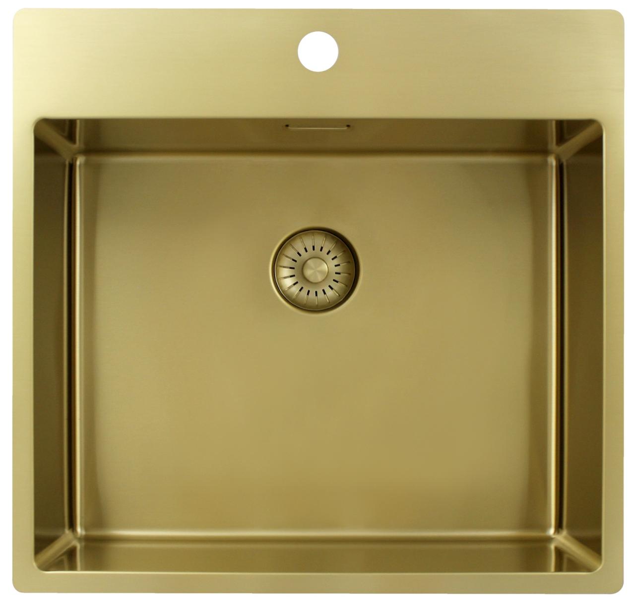 Pure.Sink Exclusivo Złoty zlew 54x52 cm Tapwing z otworem na baterię o promieniu 10mm PEX5040T-60