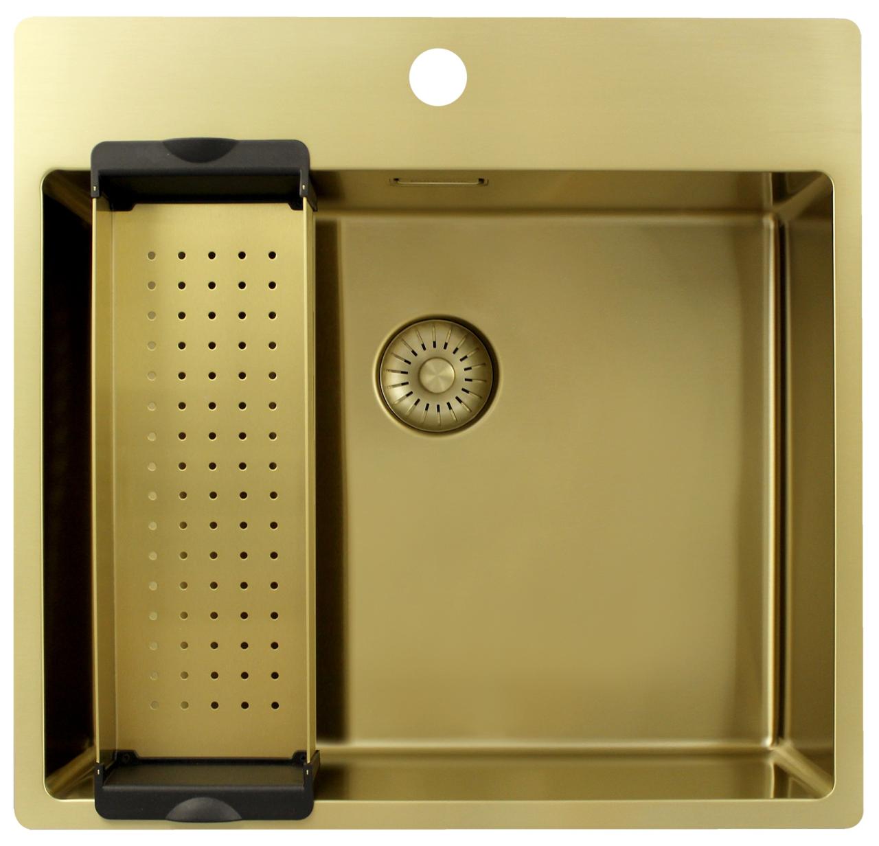 Pure.Sink Exclusivo Złoty zlew 54x52 cm Tapwing z otworem na baterię o promieniu 10mm PEX5040T-60