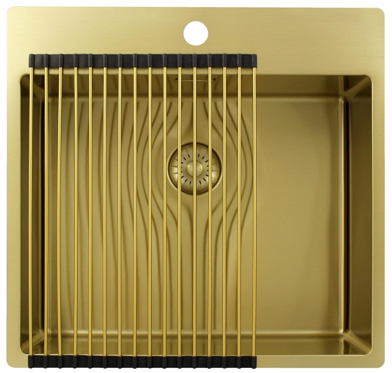 Pure.Sink Exclusivo Złoty zlew 54x52 cm Tapwing z otworem na baterię o promieniu 10mm PEX5040T-60