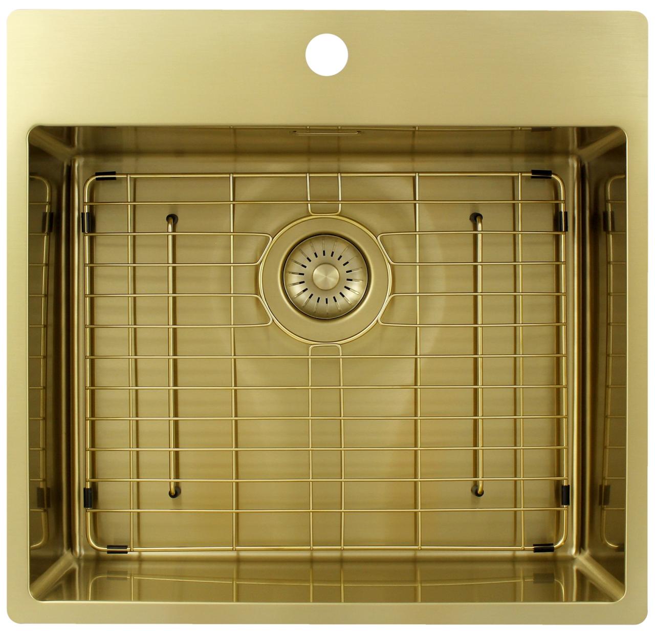 Pure.Sink Exclusivo Złoty zlew 54x52 cm Tapwing z otworem na baterię o promieniu 10mm PEX5040T-60