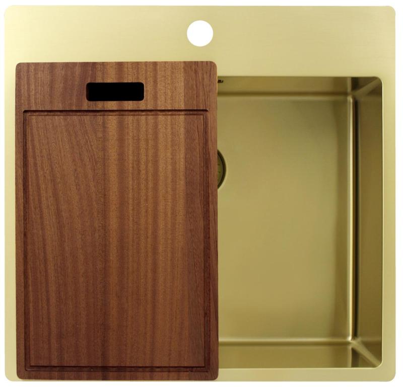 Pure.Sink Exclusivo Złoty zlew 54x52 cm Tapwing z otworem na baterię o promieniu 10mm PEX5040T-60