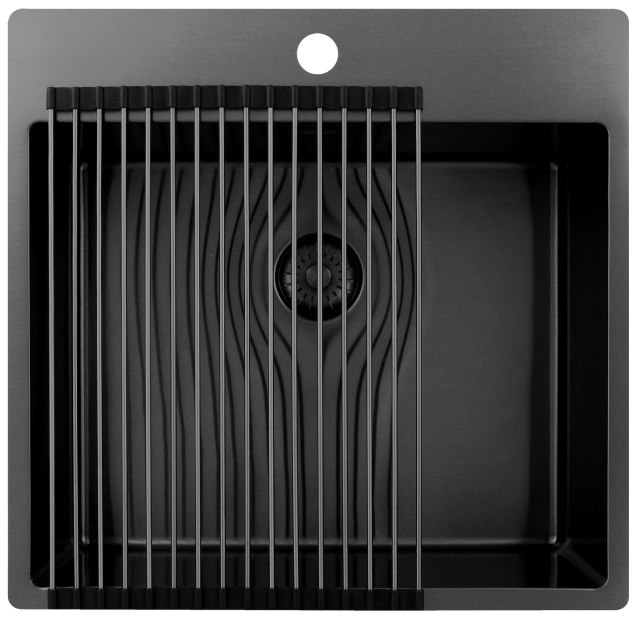 Pure.Sink Exclusivo Gun Metal zlew 54x52 cm Tapwing z otworem na baterię o promieniu 10mm PEX5040T-61