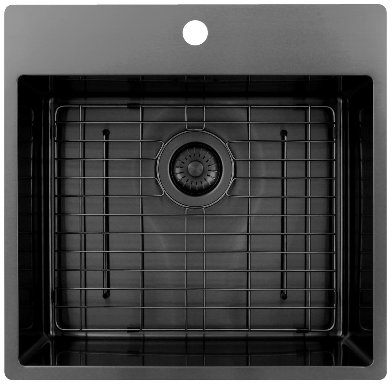 Pure.Sink Exclusivo Gun Metal zlew 54x52 cm Tapwing z otworem na baterię o promieniu 10mm PEX5040T-61