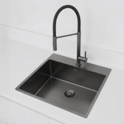 Pure.Sink Exclusivo Gun Metal zlew 54x52 cm Tapwing z otworem na baterię o promieniu 10mm PEX5040T-61