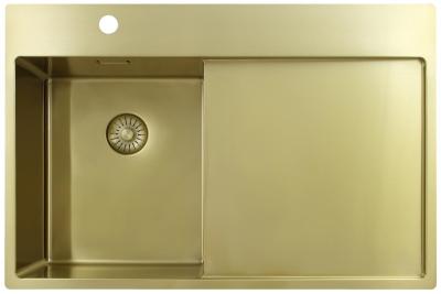 Pure.Sink Exclusivo Złoty mały zlew z obszarem ociekającym 78x52 cm Tapwing po lewej PEX3478LT-60