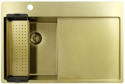 Pure.Sink Exclusivo Złoty mały zlew z obszarem ociekającym 78x52 cm Tapwing po lewej PEX3478LT-60