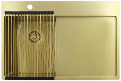 Pure.Sink Exclusivo Złoty mały zlew z obszarem ociekającym 78x52 cm Tapwing po lewej PEX3478LT-60