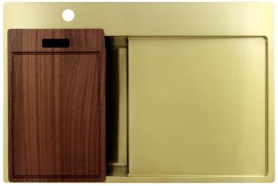 Pure.Sink Exclusivo Złoty mały zlew z obszarem ociekającym 78x52 cm Tapwing po lewej PEX3478LT-60