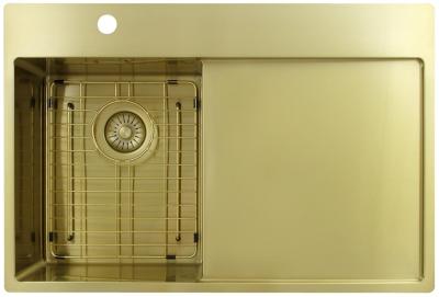Pure.Sink Exclusivo Złoty mały zlew z obszarem ociekającym 78x52 cm Tapwing po lewej PEX3478LT-60