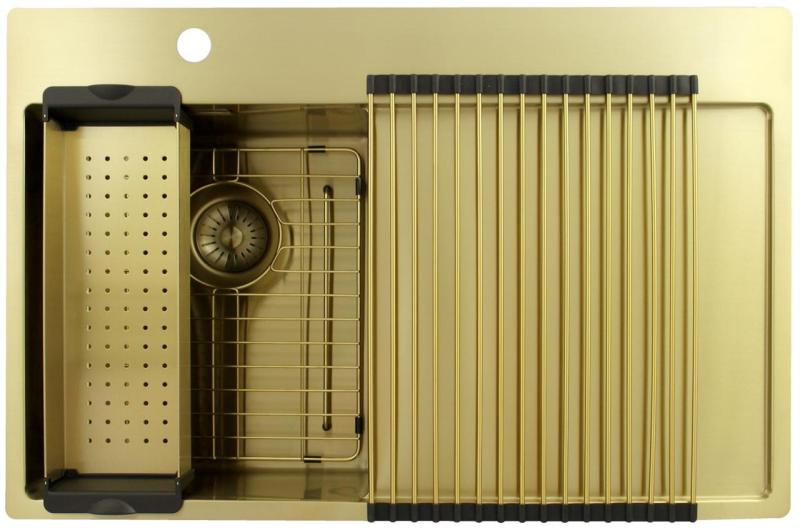 Pure.Sink Exclusivo Mała umywalka ze złota z ociekaczem 78x52 cm Bateria lewa PEX3478LT-60