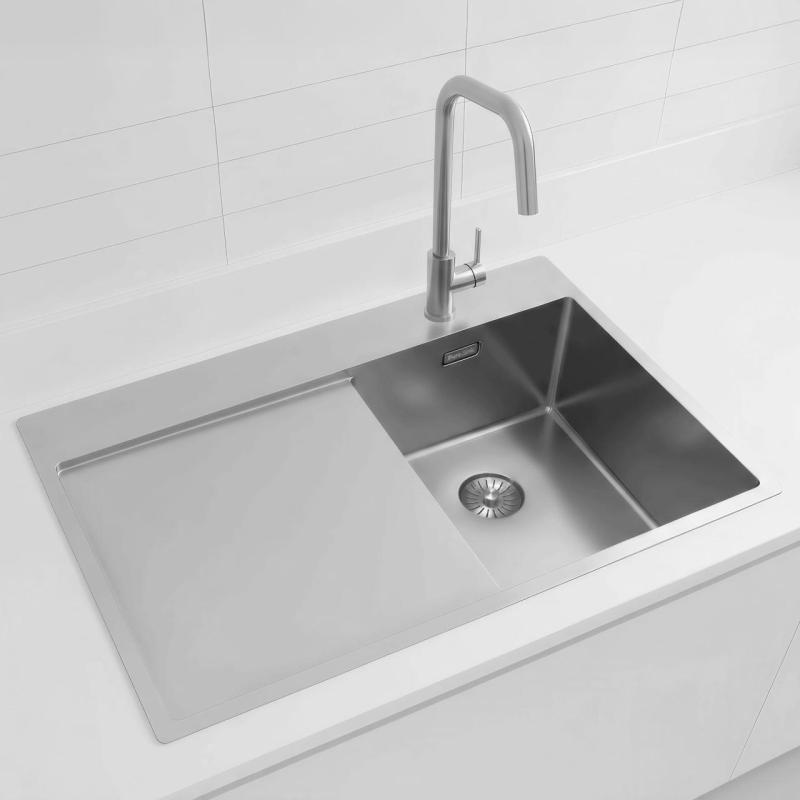 Pure.Sink Exclusivo RVS mały zlew z częścią ociekającą 78x52 cm Tapwing po prawej PEX3478RT-02