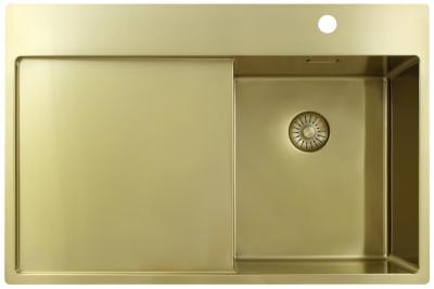 Pure.Sink Exclusivo Złoty mały zlew z obszarem ociekającym 78x52 cm Tapwing po prawej stronie PEX3478RT-60