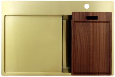 Pure.Sink Exclusivo Złoty mały zlew z obszarem ociekającym 78x52 cm Tapwing po prawej stronie PEX3478RT-60
