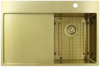 Pure.Sink Exclusivo Złoty mały zlew z obszarem ociekającym 78x52 cm Tapwing po prawej stronie PEX3478RT-60