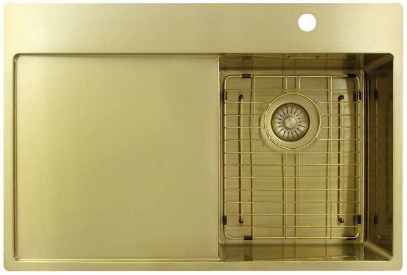 Pure.Sink Exclusivo Mała umywalka ze złota z ociekaczem 78x52 cm Bateria prawostronna PEX3478RT-60