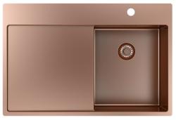 Pure.Sink Exclusivo Miedziany mały zlewozmywak z obszarem ociekającym 78x52 cm Tapwing po prawej stronie PEX3478RT-62