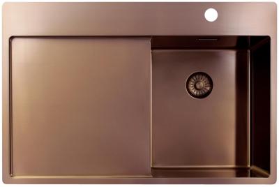 Pure.Sink Exclusivo Miedziany mały zlewozmywak z obszarem ociekającym 78x52 cm Tapwing po prawej stronie PEX3478RT-62