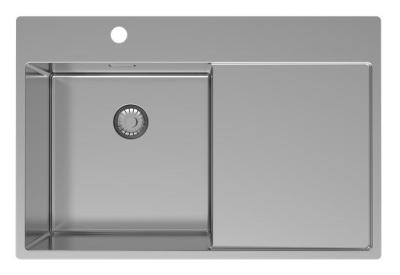 Pure.Sink Exclusivo RVS zlew z częścią ociekową 78x52 cm Tapwing po lewej stronie PEX4078LT-02