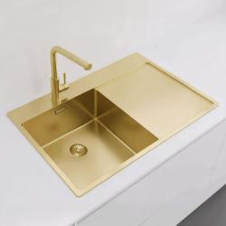 Pure.Sink Exclusivo Złoty zlew z ociekaczem 78x52 cm Bateria lewa PEX4078LT-60