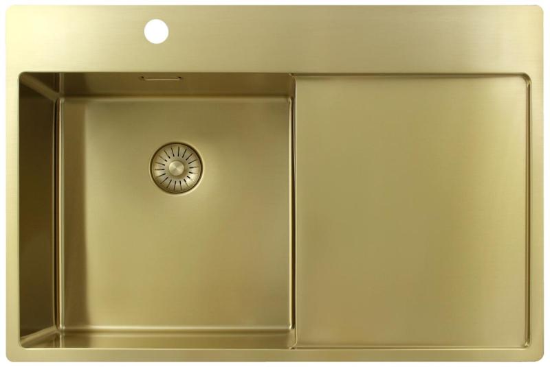 Pure.Sink Exclusivo Złoty zlew z ociekaczem 78x52 cm Bateria lewa PEX4078LT-60