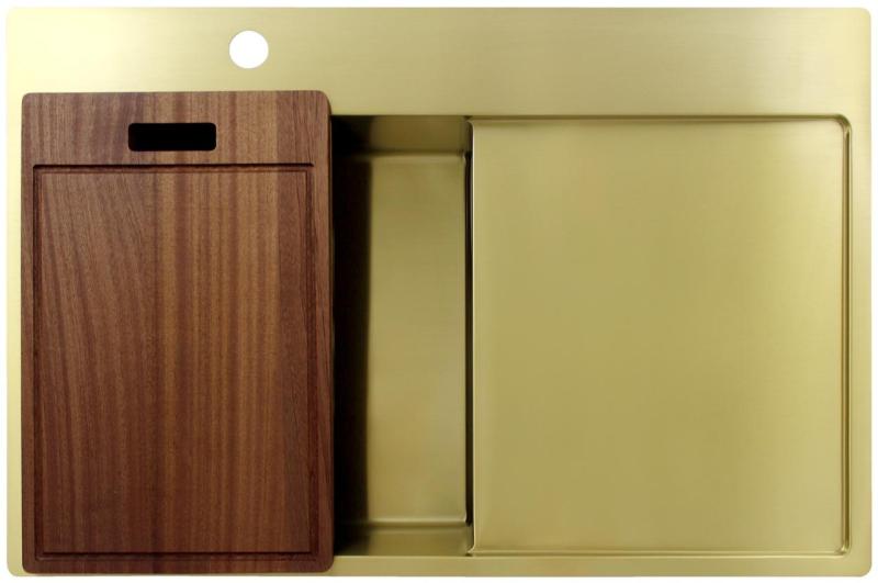 Pure.Sink Exclusivo Złoty zlew z ociekaczem 78x52 cm Bateria lewa PEX4078LT-60