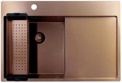 Pure.Sink Exclusivo Miedziany zlew z obszarem ociekającym 78x52 cm Tapwing po lewej stronie PEX4078LT-62