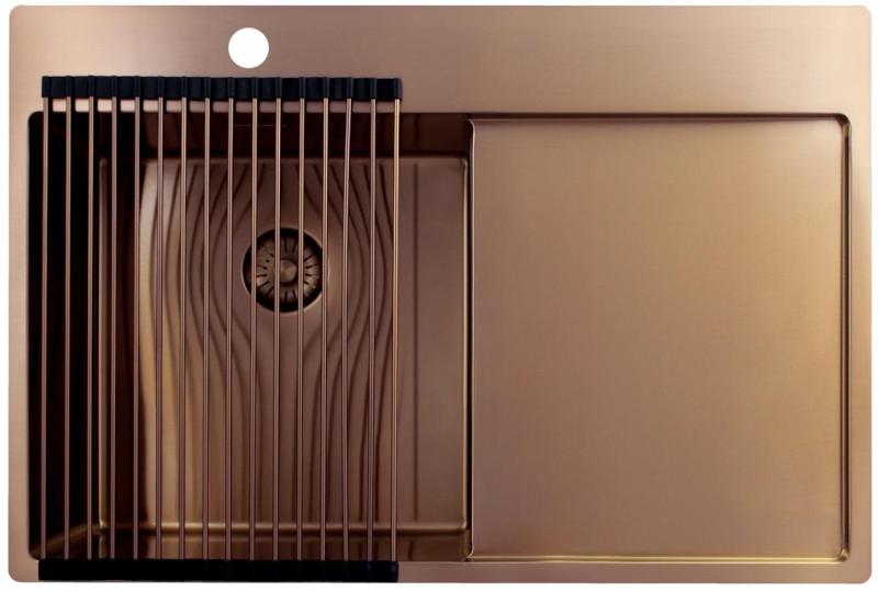 Pure.Sink Exclusivo Miedziany zlew z obszarem ociekającym 78x52 cm Tapwing po lewej stronie PEX4078LT-62