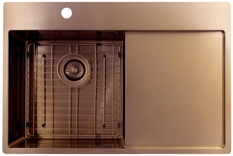 Pure.Sink Exclusivo Miedziany zlew z obszarem ociekającym 78x52 cm Tapwing po lewej stronie PEX4078LT-62