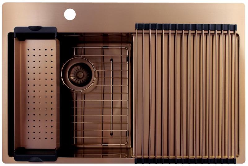 Pure.Sink Exclusivo Miedziany zlew z obszarem ociekającym 78x52 cm Tapwing po lewej stronie PEX4078LT-62