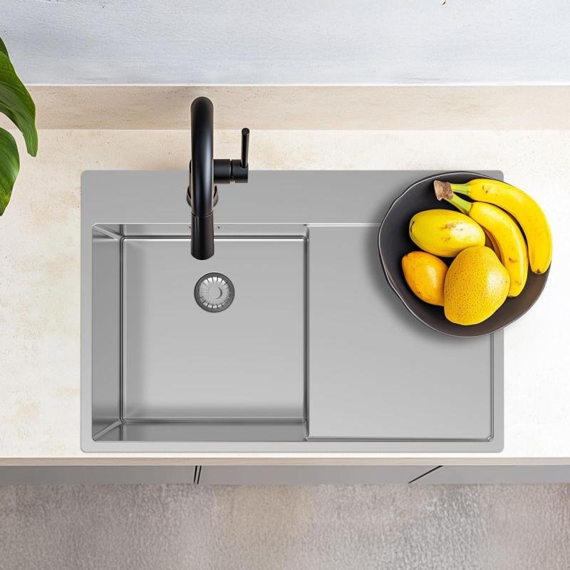 Pure.Sink Exclusivo stal nierdzewna zlew z obszarem ociekającym 78x52 cm Tapwing po prawej stronie PEX4078RT-02