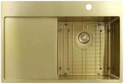 Pure.Sink Exclusivo Złoty zlew z obszarem ociekającym 78x52 cm Tapwing po prawej stronie PEX4078RT-60